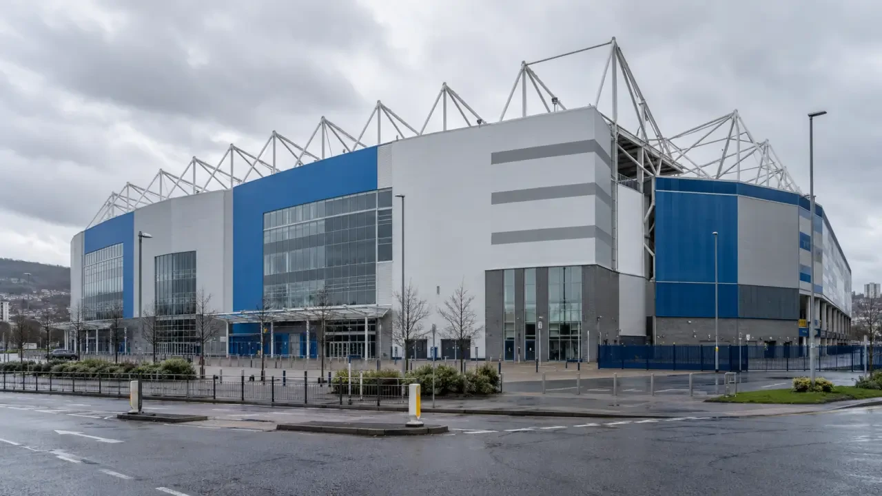 Cardiff City Stadium exterior in Leckwith, Cardiff